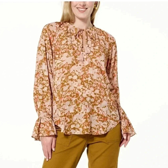La Joie Raglan-Sleeve Blouse plus size 1X in floral - Picture 1 of 6